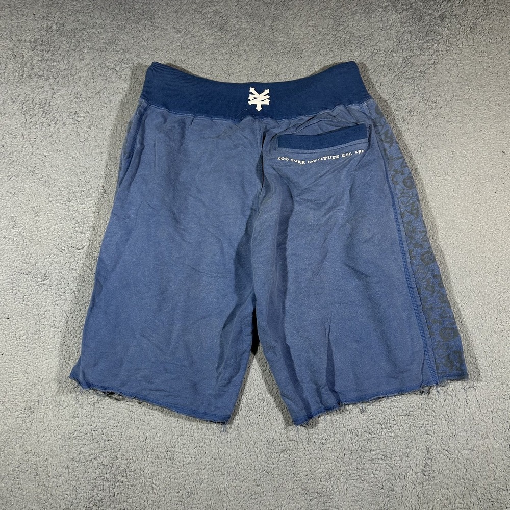 Y2k Zoo York Men's Medium Drawstring Blue Cotton Fleece Shorts #3373 - Picture 3 of 8